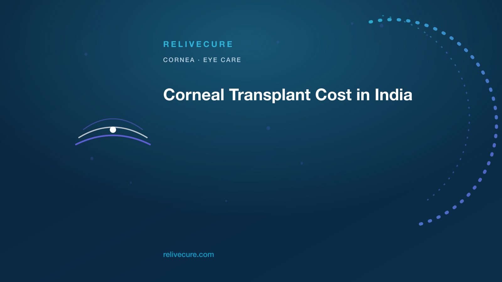 ReliveCure navy-and-cyan editorial still: Corneal Transplant Cost in India: Layers, Tissue and Follow-up — Not a Date from an Ad