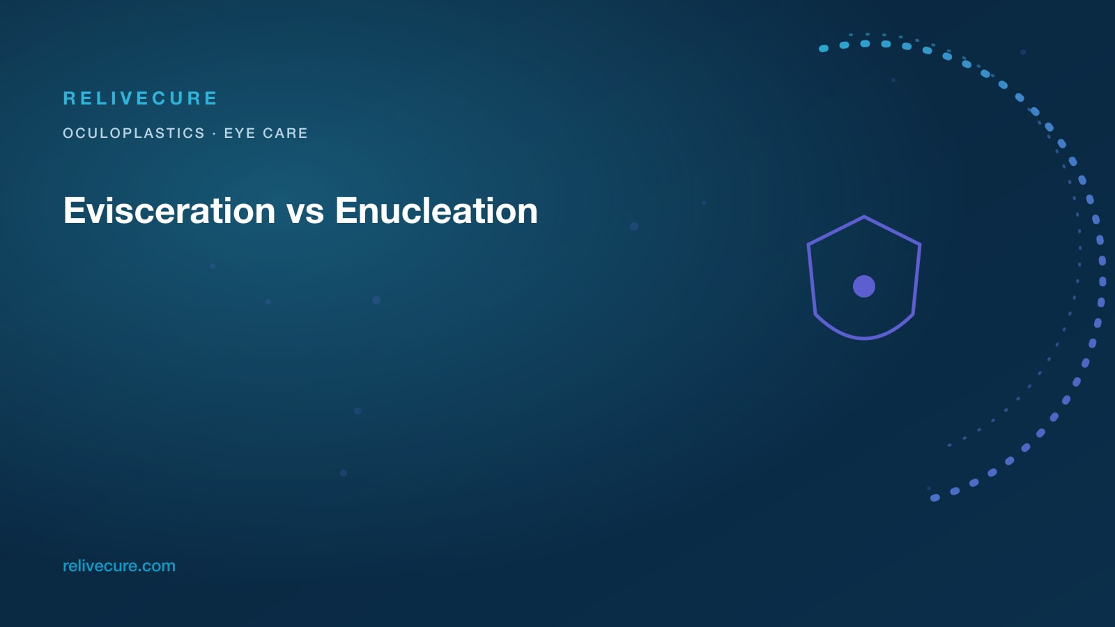 ReliveCure navy-and-cyan editorial still: Evisceration vs Enucleation: Two Honest Operations, Not a Product