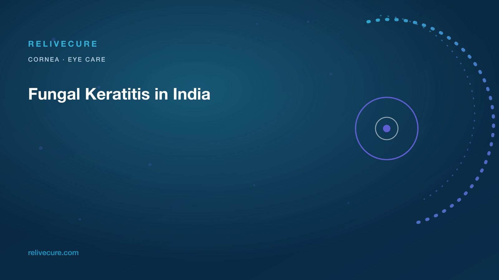 ReliveCure navy-and-cyan editorial still: Fungal Keratitis in India: Agricultural Injury, Not a Red-Eye Drop