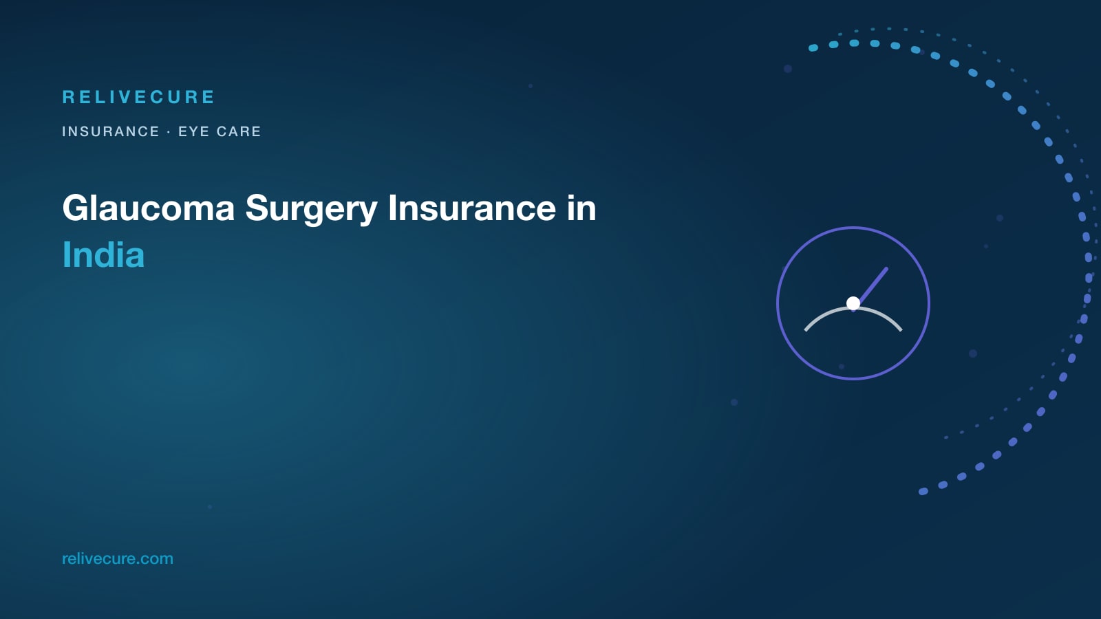 ReliveCure navy-and-cyan editorial still: Glaucoma Surgery Insurance in India: Field First, Drops Are Not the Claim