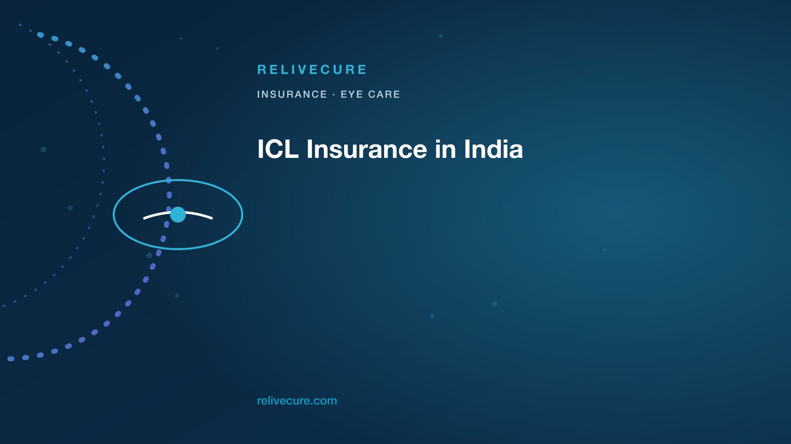 ReliveCure navy-and-cyan editorial still: ICL Insurance in India: Usually Not Covered — A Phakic Lens Is Still Convenience Refractive