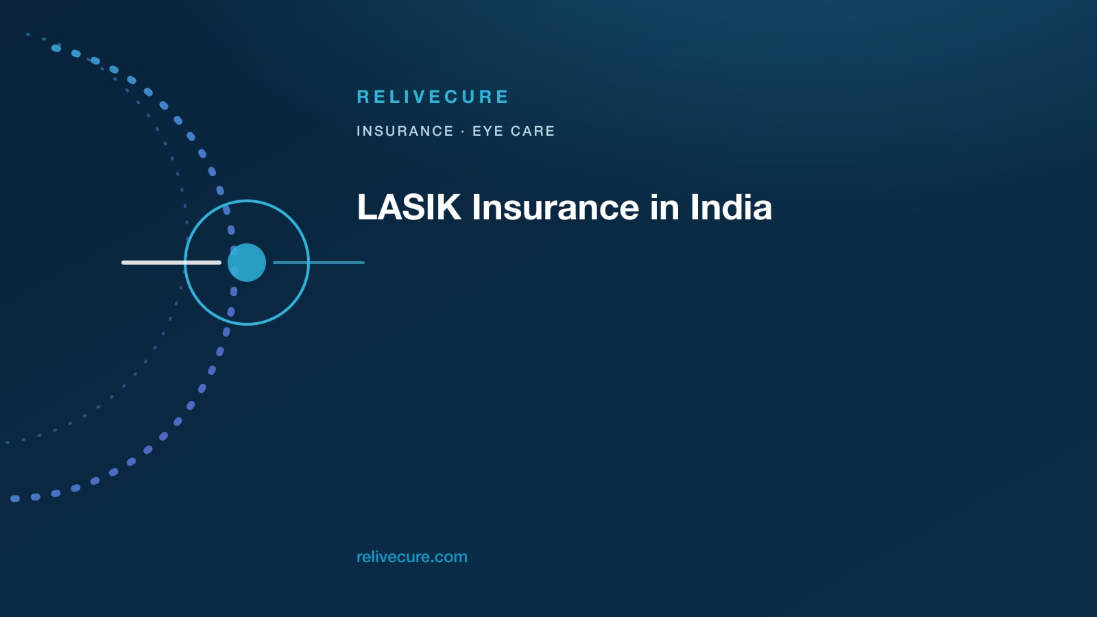 ReliveCure navy-and-cyan editorial still: LASIK Insurance in India: Usually Not Covered — Convenience Is Not a Function Claim