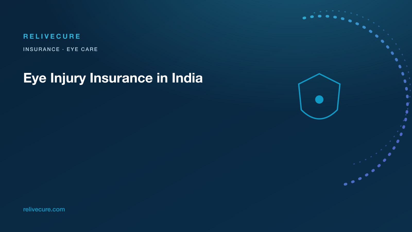 ReliveCure navy-and-cyan editorial still: Eye Injury Insurance in India: Accidents Usually Skip the Waiting Period