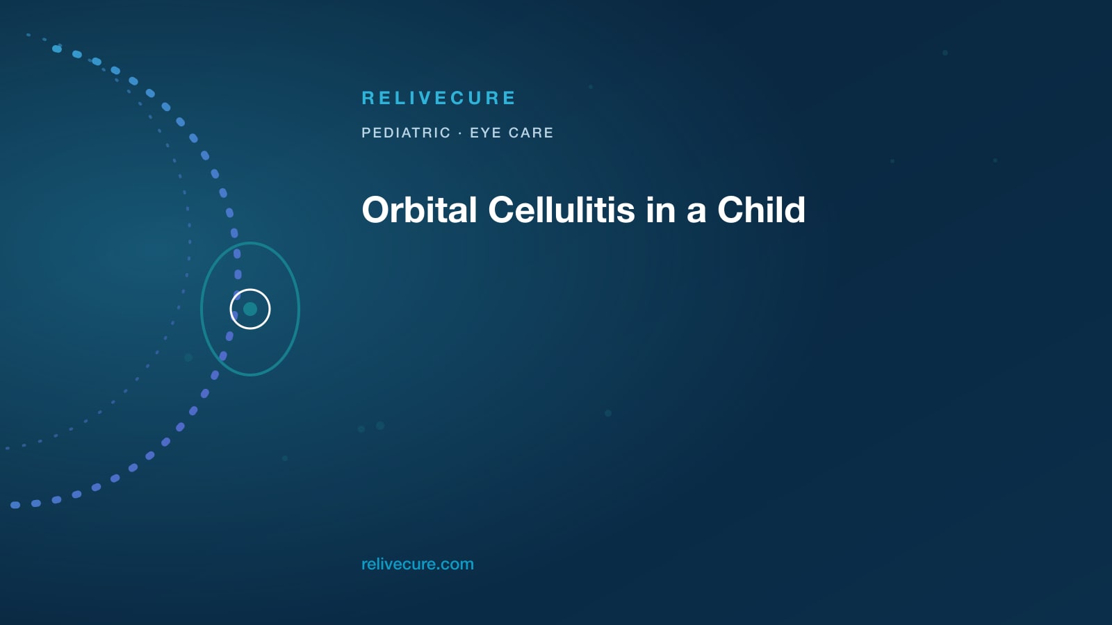 ReliveCure navy-and-cyan editorial still: Orbital Cellulitis in a Child: Swollen Lid, Fever, Same-Day — Not a Stye