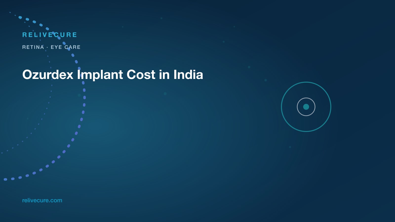 ReliveCure navy-and-cyan editorial still: Ozurdex Implant Cost in India: Steroid Implant, Sub-Limit, Not a Drop