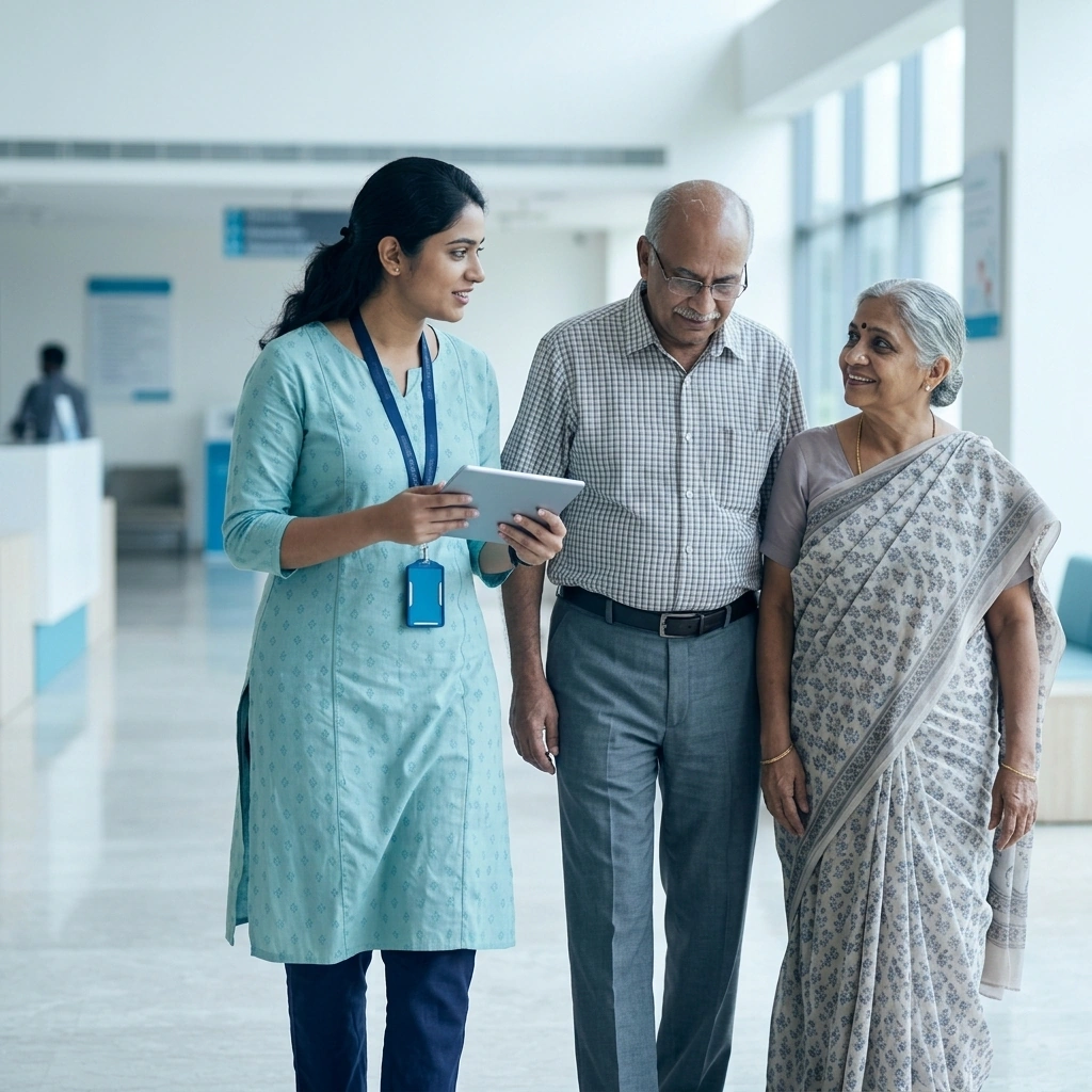 ReliveCure Care Buddy assisting a patient's family at the hospital