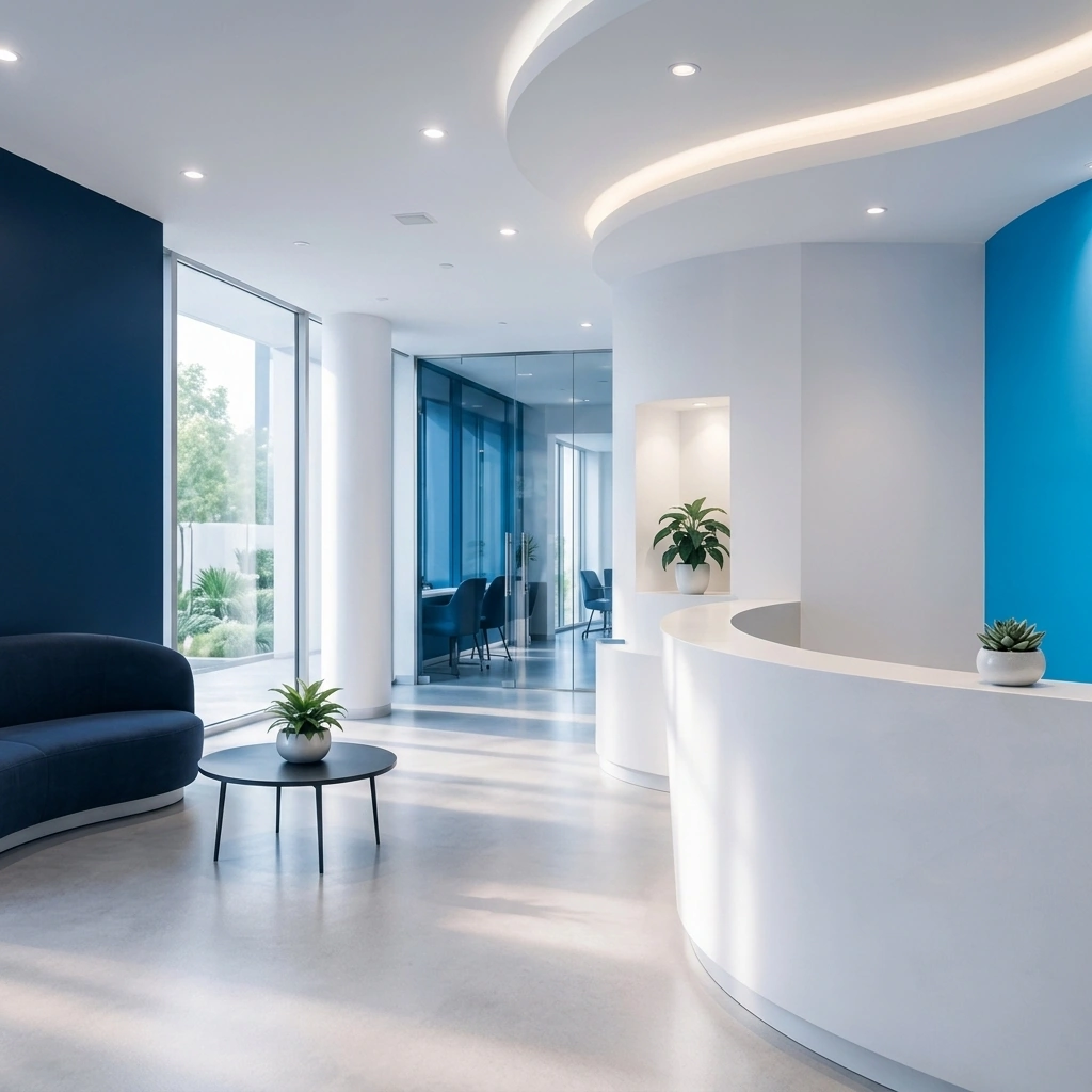 Modern eye clinic reception at a ReliveCure partner centre