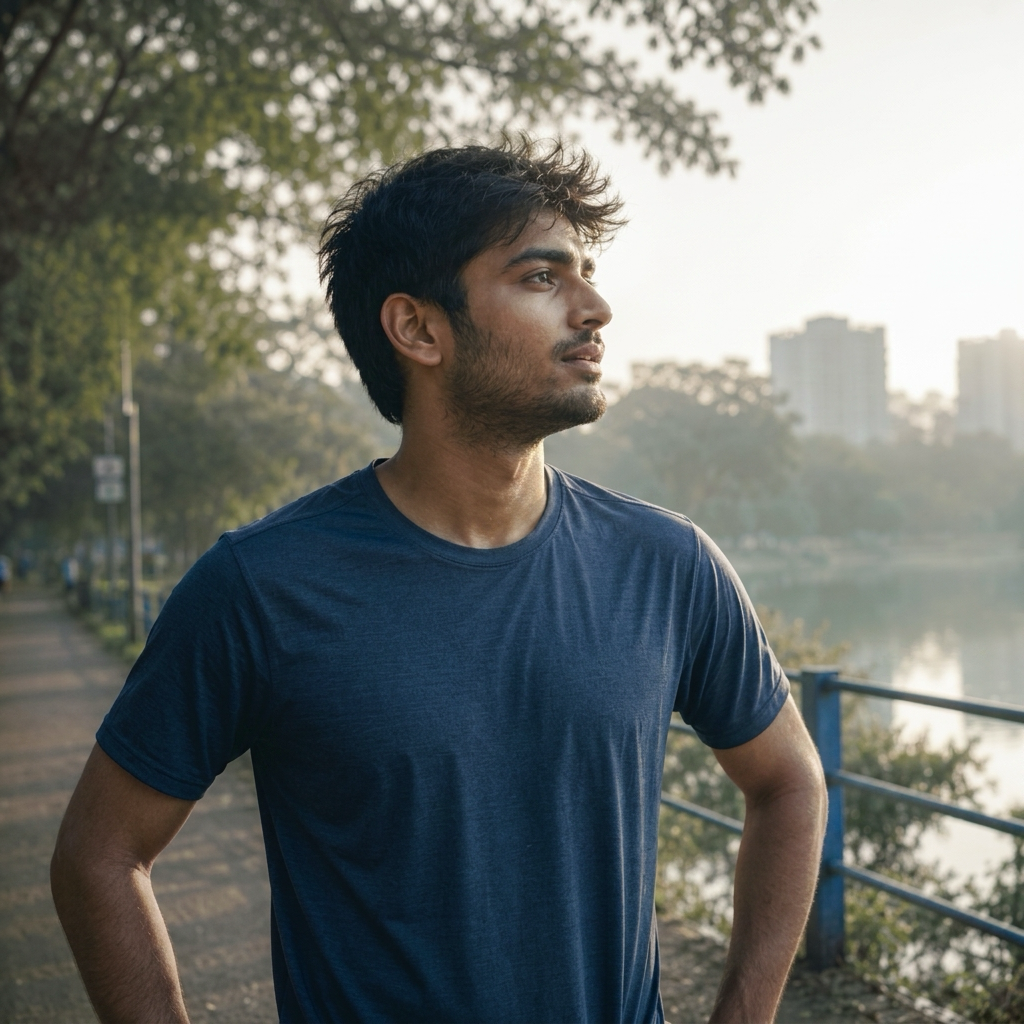 Young professional enjoying glasses-free vision after LASIK