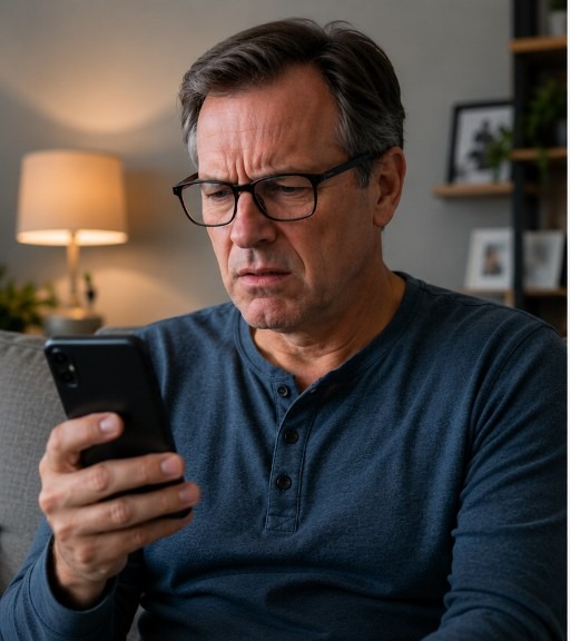 Patient struggling to see with glasses